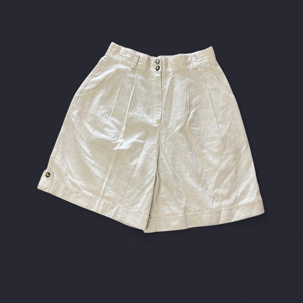 Cream High-Waisted Shorts
